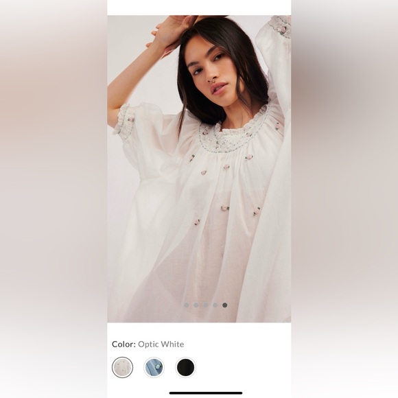 FREE PEOPLE Atlas Rose Tunic in Optic White Sheer Embroidered S - Picture 2 of 8
